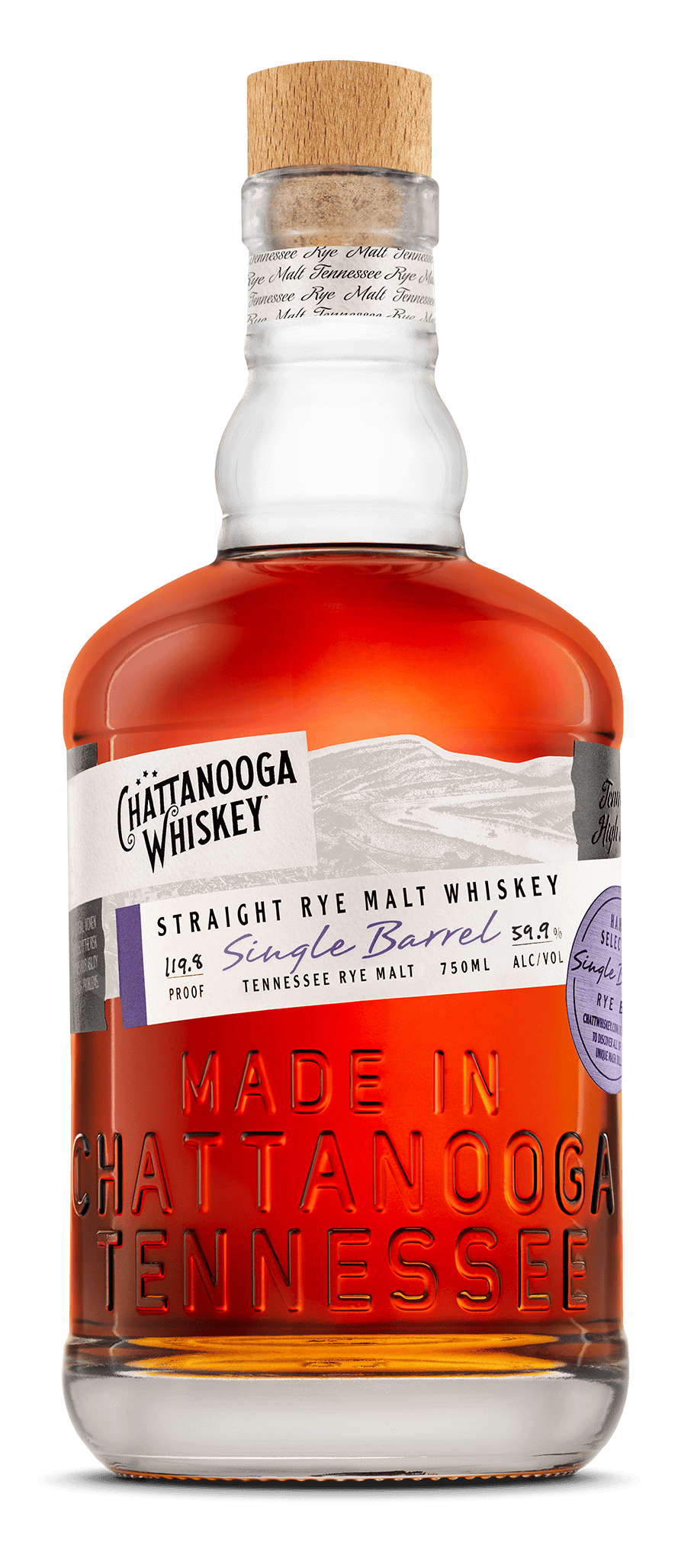 Chattanooga Whiskey Straight Rye Malt Whiskey Single Barrel