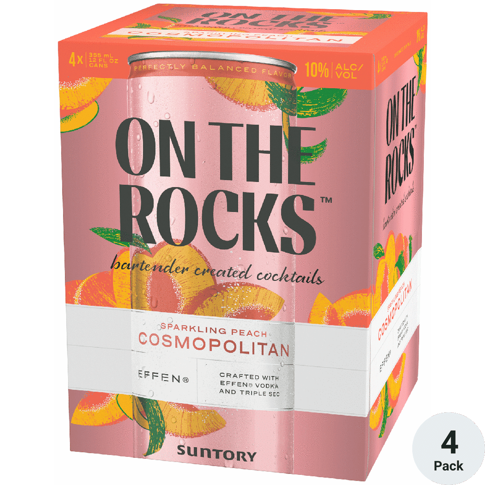 On The Rocks Sparkling Peach Cosmopolitan 4pk Cans 355ml